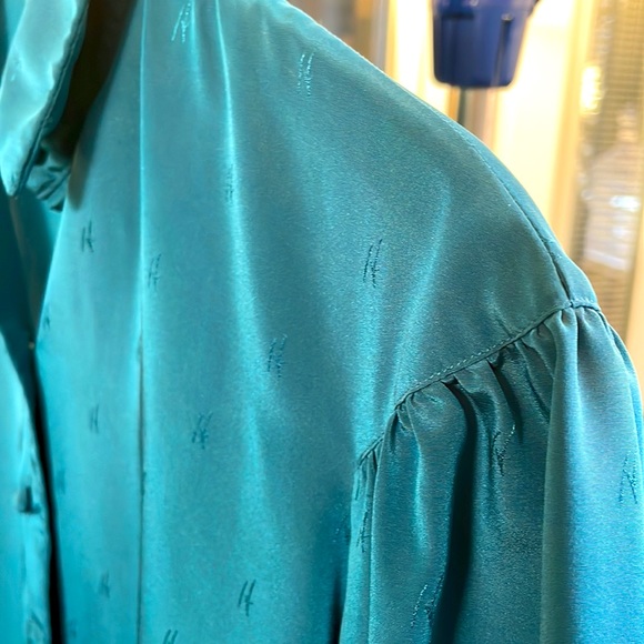 Vintage Teal Blouse, size 10 - Picture 4 of 5